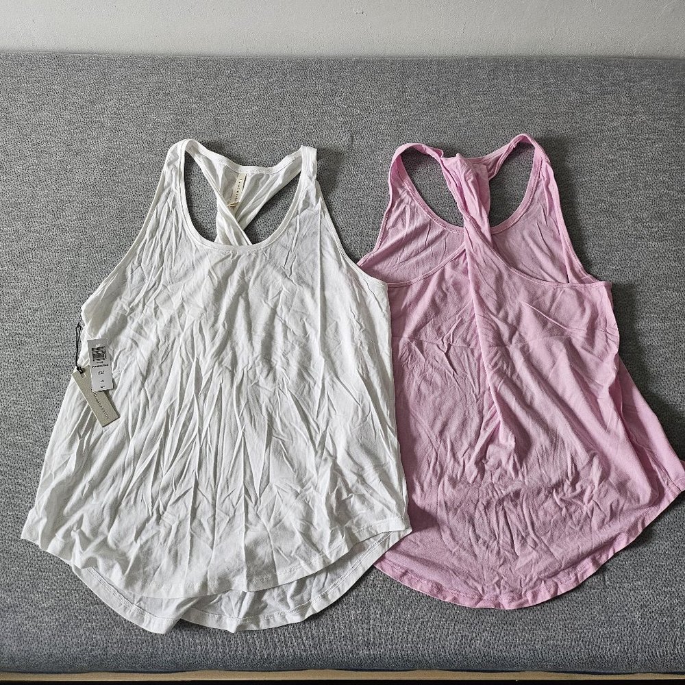 White & Pink Aritzia The Group by Babaton Foundation Tanks